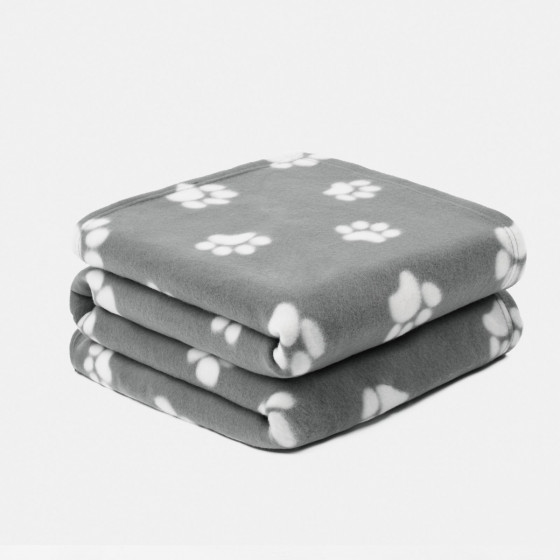 OHS Pet Paw Print Fleece Throw - Charcoal Grey