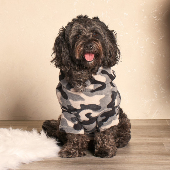 OHS Camo Print Dog Hoodie Blanket - Grey