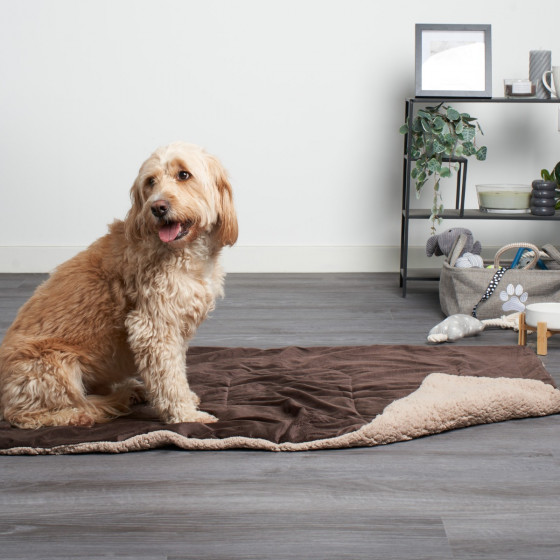 Brentfords Sherpa Soft Quilted Pet Blanket,  75 x 110cm - Brown