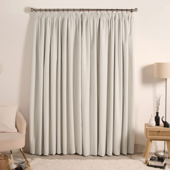 OHS Bouclé Pencil Pleat Curtains - Cream