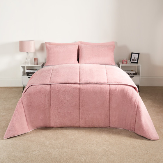 OHS Teddy Coverless 10.5 Duvet & Pillowcase, Blush - Single