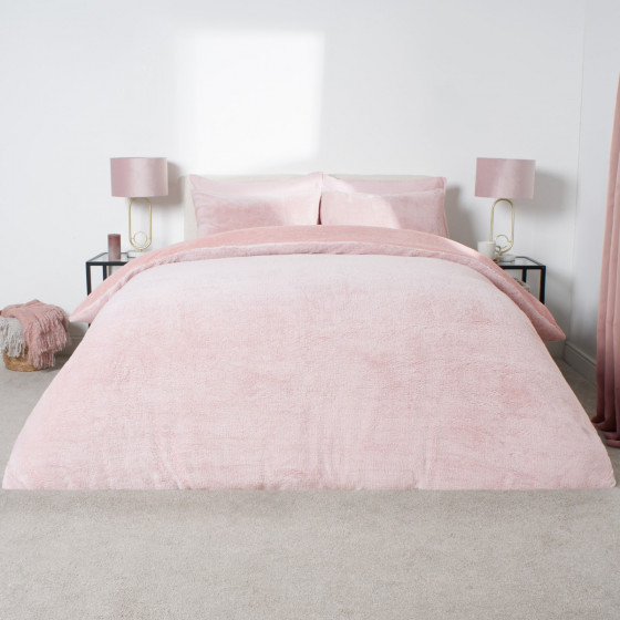 OHS Teddy Marl Duvet Set - Blush