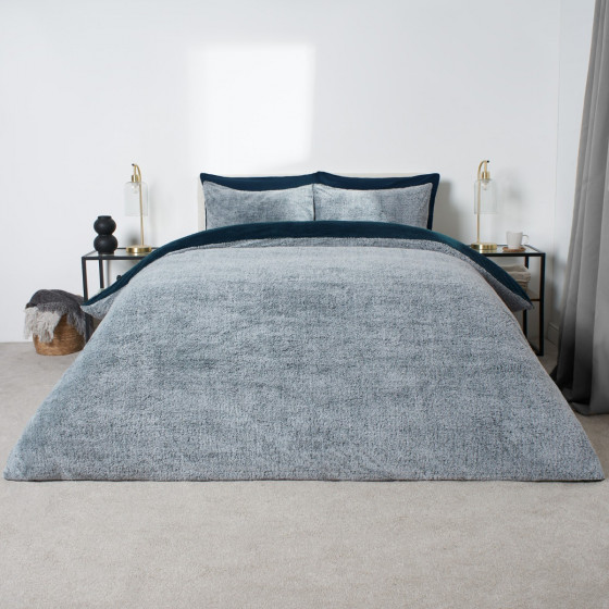 OHS Teddy Marl Duvet Set - Navy