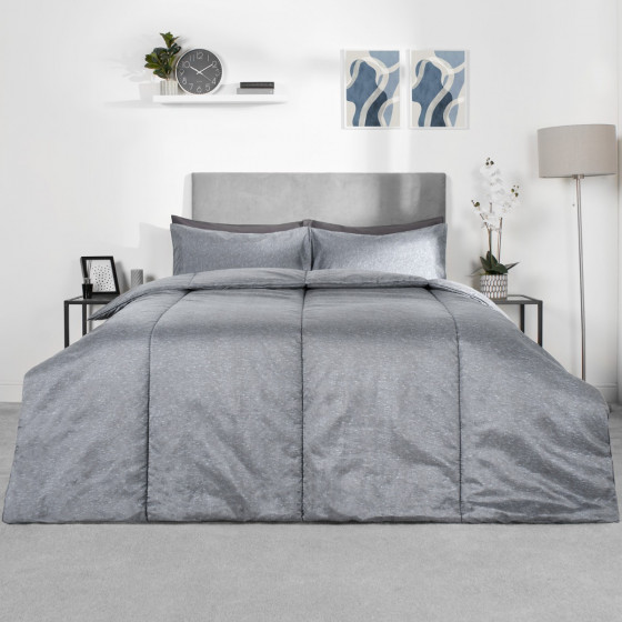 OHS Coverless 10.5 Tog Duvet With Pillowcase, Grey - Double