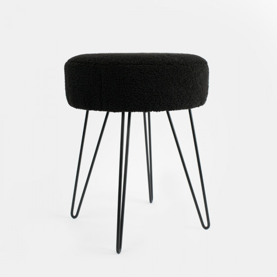 OHS Bouclé Hairpin Stool - Black