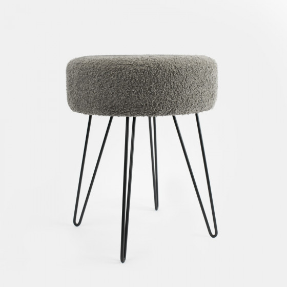 OHS Bouclé Hairpin Stool - Charcoal Grey