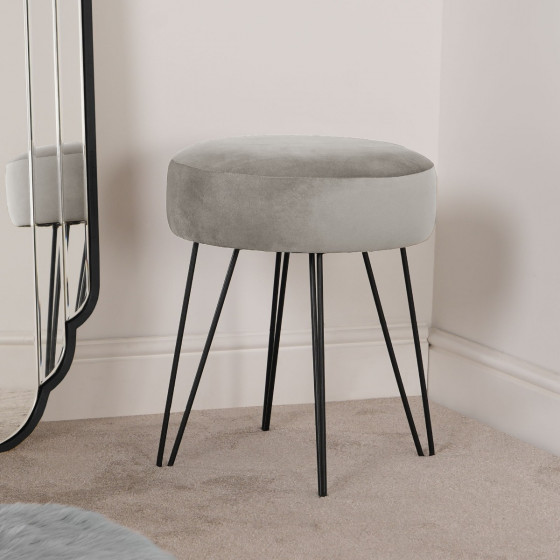 OHS Matte Velvet Hairpin Stool - Charcoal