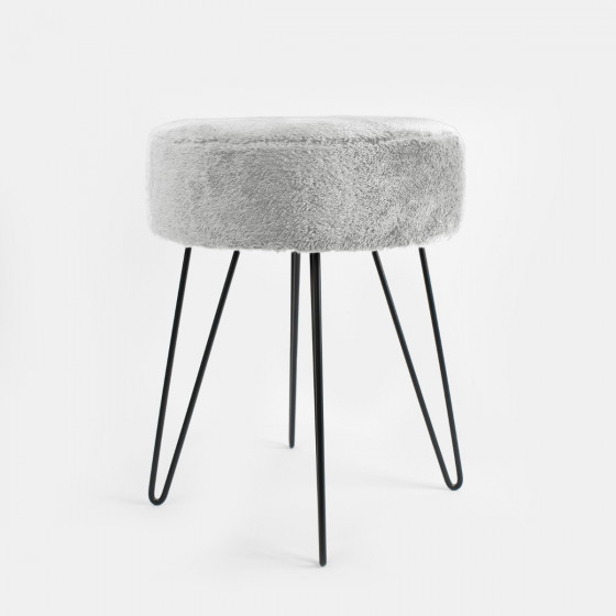 OHS Teddy Fleece Hairpin Stool - Grey