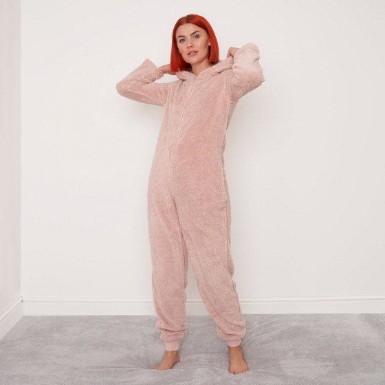 OHS Teddy Fleece Onesie Jumpsuit, Blush - Small