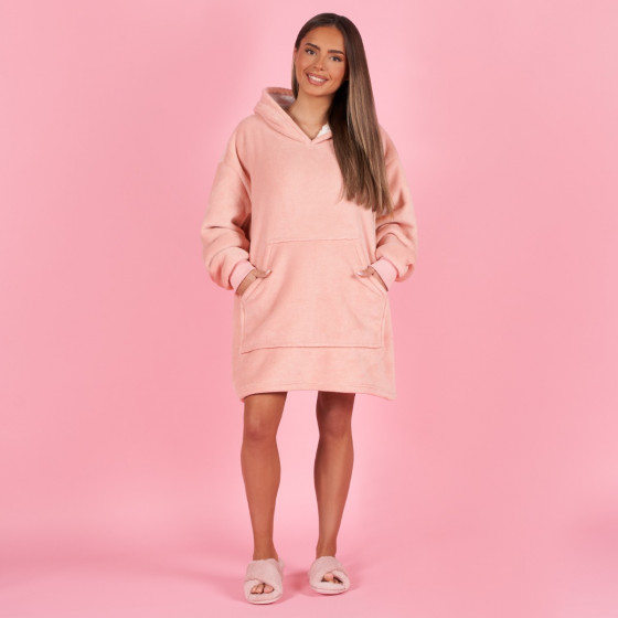 OHS Sherpa Fleece Hoodie Blanket, Petite - Blush