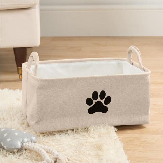 OHS Pet Paw Embroidered Storage Basket - Beige