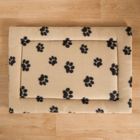 OHS Fleece Paw Print Crate Mat, Mink - Medium