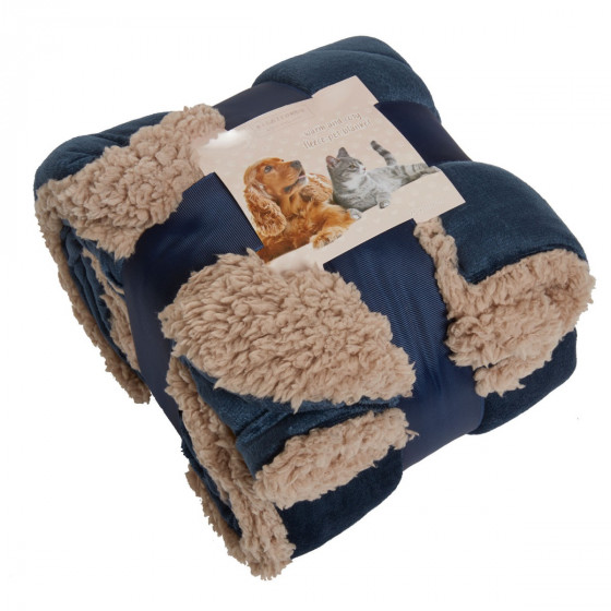 Brentfords Sherpa Soft Pet Blanket - Navy Blue