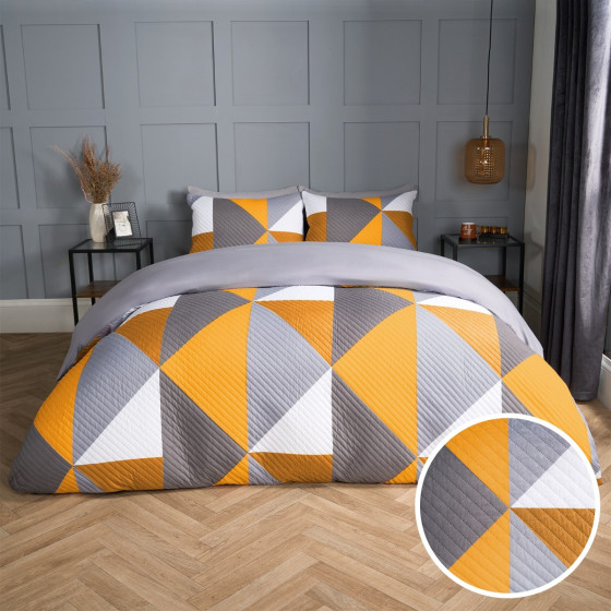 OHS Ralph Geometric Pinsonic Duvet Set - Ochre