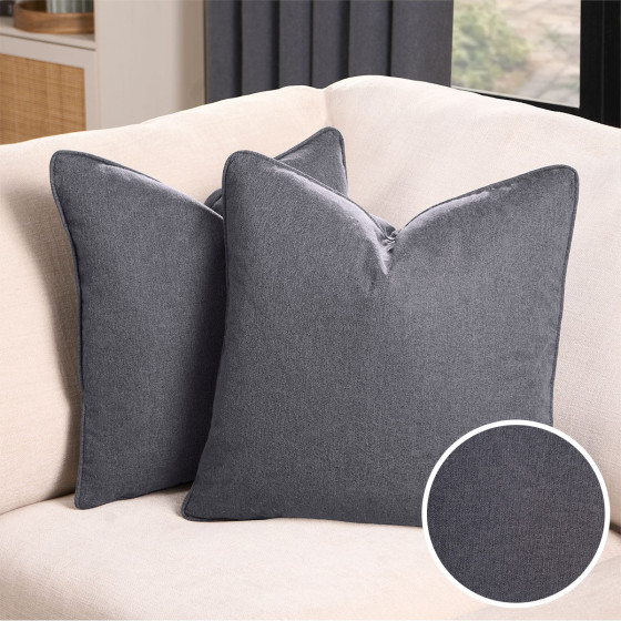 OHS Woven Texture Cushion Covers - Charcoal