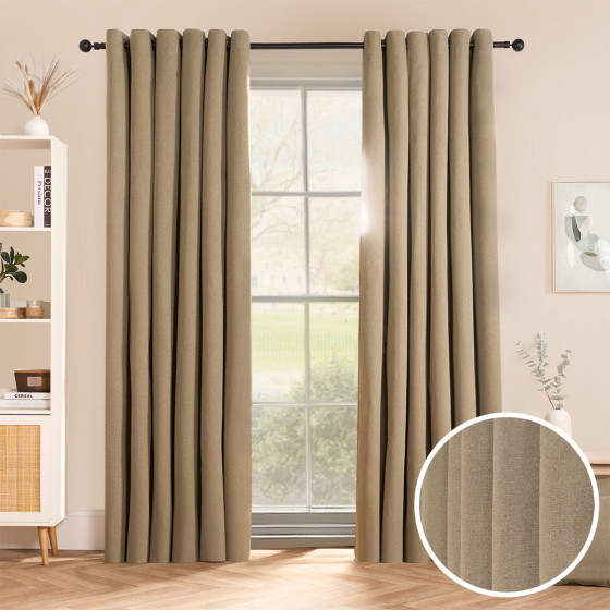 OHS Woven Texture Eyelet Ultra Blackout Curtains - Sage