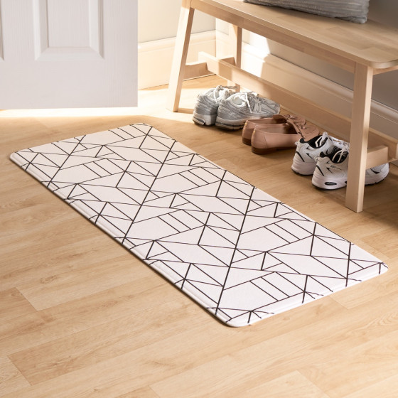 OHS Washable Mason Geo Printed Runner - Cream