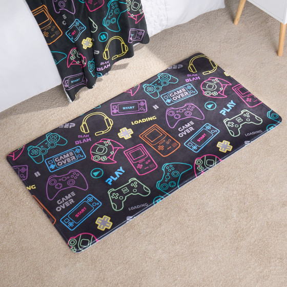 OHS Kids Washable Supersoft Gaming Rug - Black 