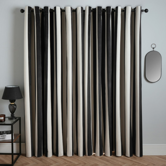 OHS Stripe Print Blackout Curtain, Mono - 66 x 72"