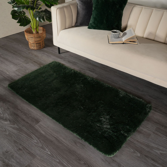 Sienna Soft Fluffy Floor Rug - Forest Green