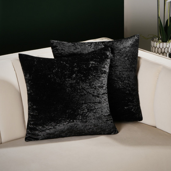 Sienna Crushed Velvet Cushion Covers - Black