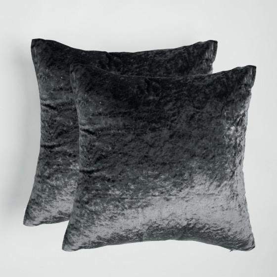 Sienna Crushed Velvet 2 Pack Cushion Covers - Charcoal