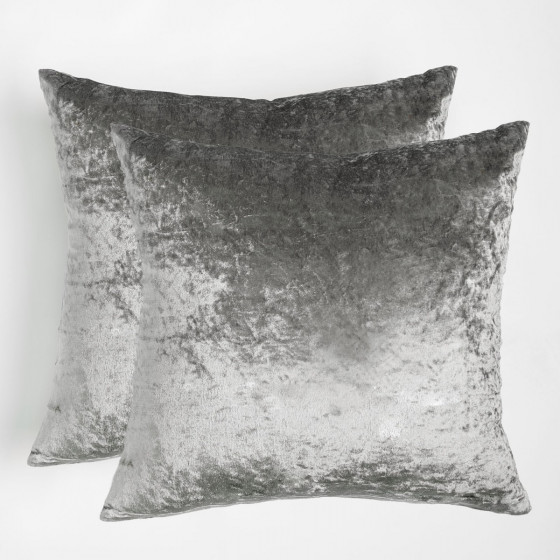 Sienna Crushed Velvet 2 Pack Cushion Covers - Silver