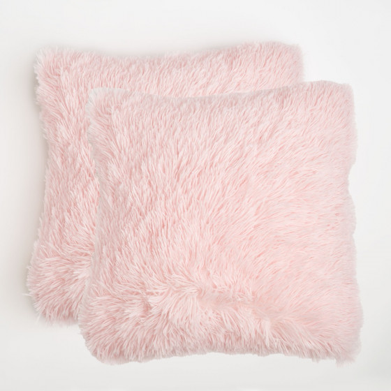 Sienna 2 Pack Fluffy Cushion Covers, Blush - 55 x 55cm