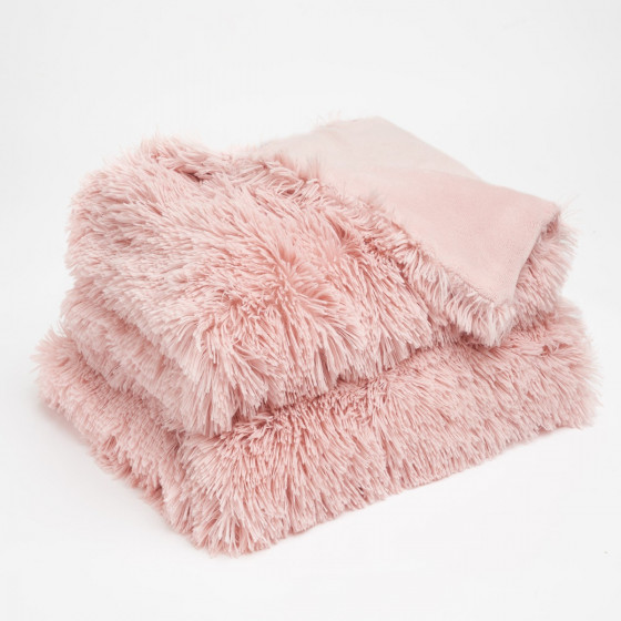 Sienna Fluffy Fleece Throw - Blush Pink