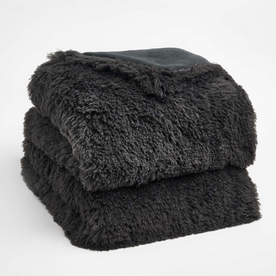 Sienna by OHS Fluffy Throw Blanket, Charcoal - 60 x 80 inches