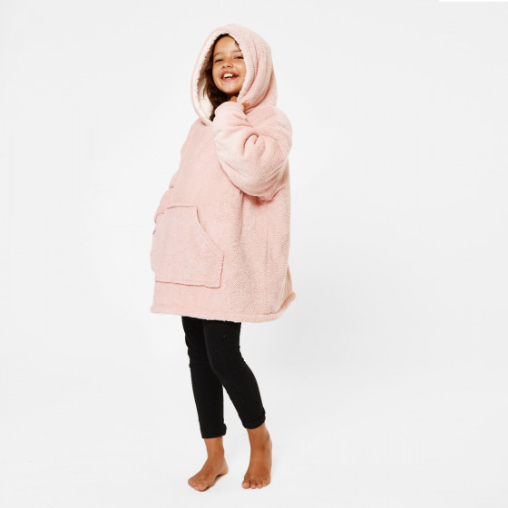 Sienna Sherpa Hoodie Blanket, Kids - Blush