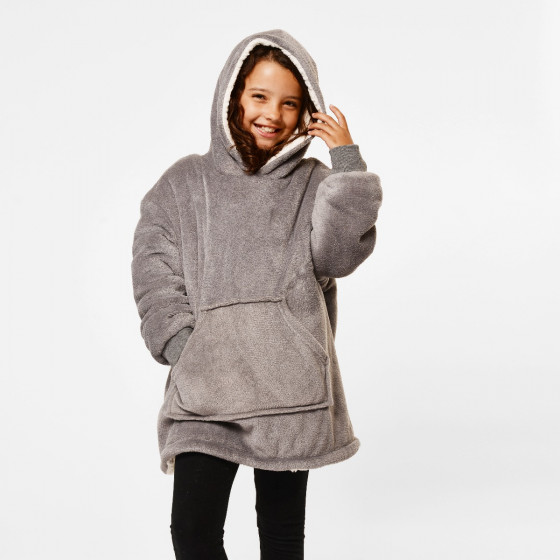 Sienna Sherpa Hoodie Blanket, Kids - Charcoal