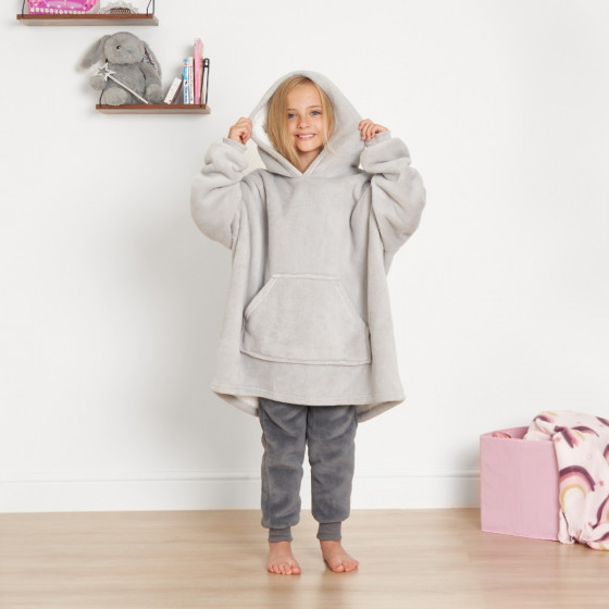 Sienna Sherpa Hoodie Blanket, Kids - Silver