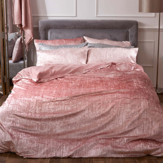 Sienna Valencia Crushed Velvet Duvet Set - Blush