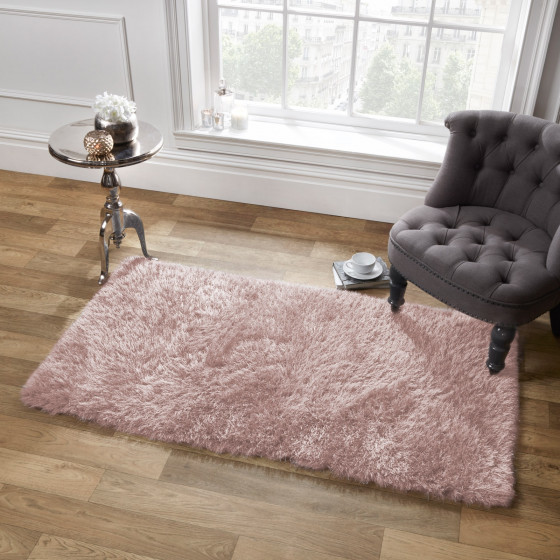 Sienna Shaggy Rug 5cm Pile - Blush Pink