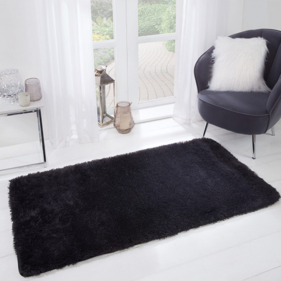 Sienna Fluffy Rug, Charcoal - 80 x 150cm