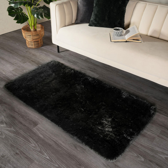 Sienna Soft Fluffy Floor Rug - Black