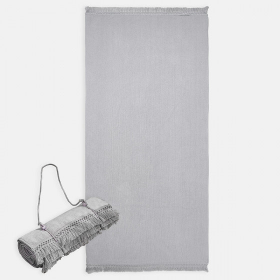 Sienna Tassel Beach Towel Bag - Grey