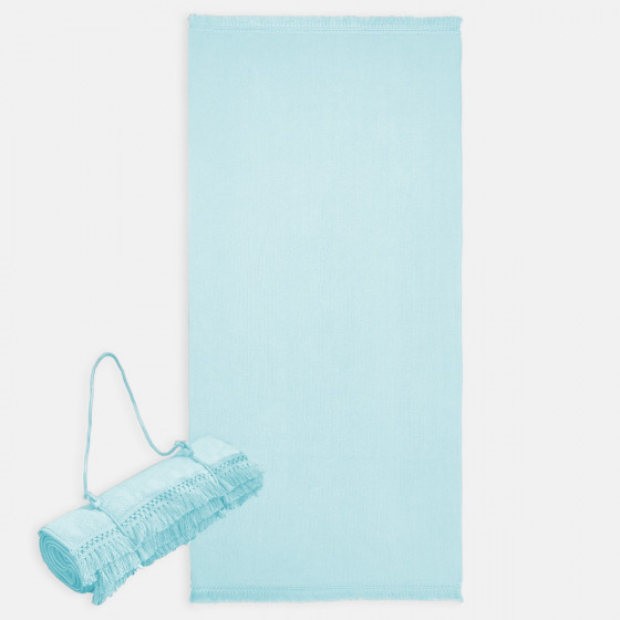 Sienna Tassel Beach Towel Bag - Sky Blue