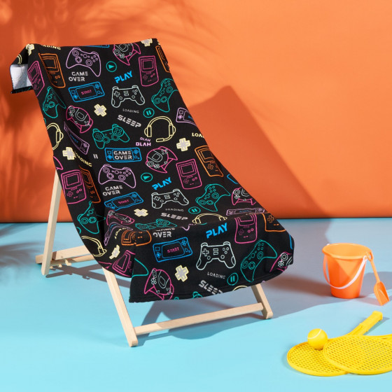 OHS Gaming Print Beach Towel - Black