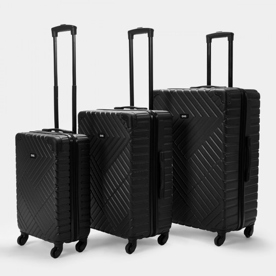 OHS 4 Wheel Hard Shell Suitcase, Black - 3 Pack