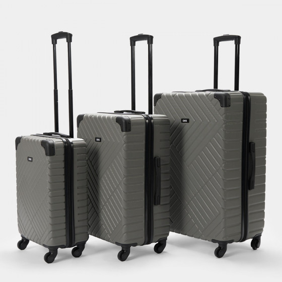 OHS 4 Wheel Hard Shell Suitcase, Grey - 3 Pack