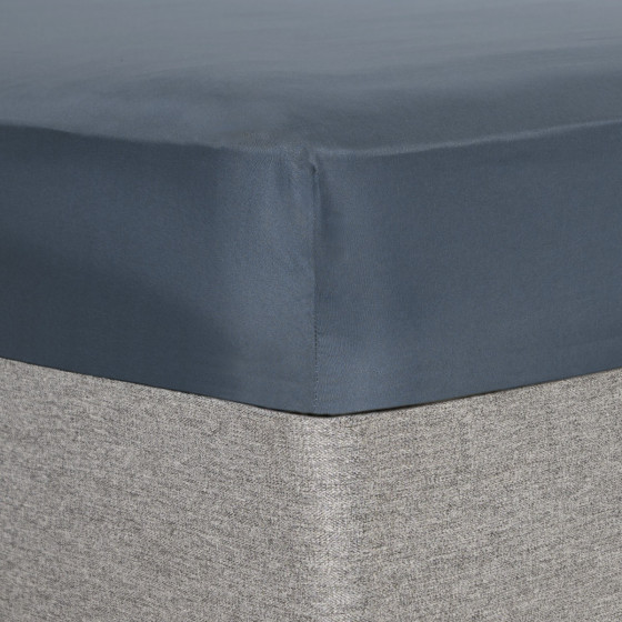 Brentfords Plain FItted Bed Sheet, Denim Blue - King