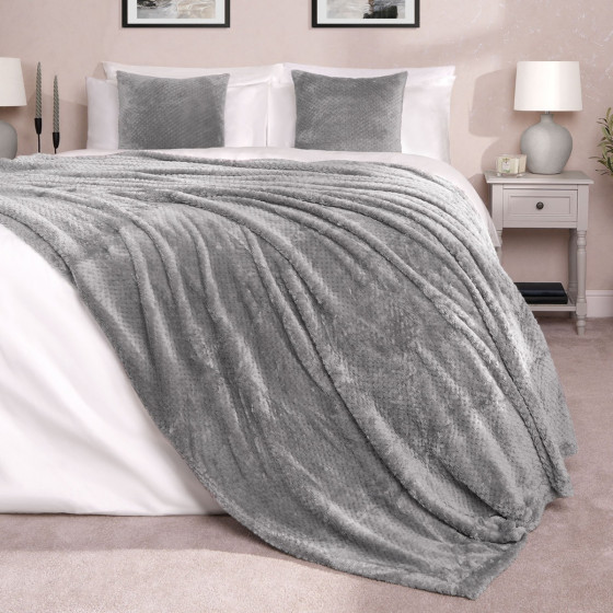 Dreamscene Waffle Mink Throw - Charcoal