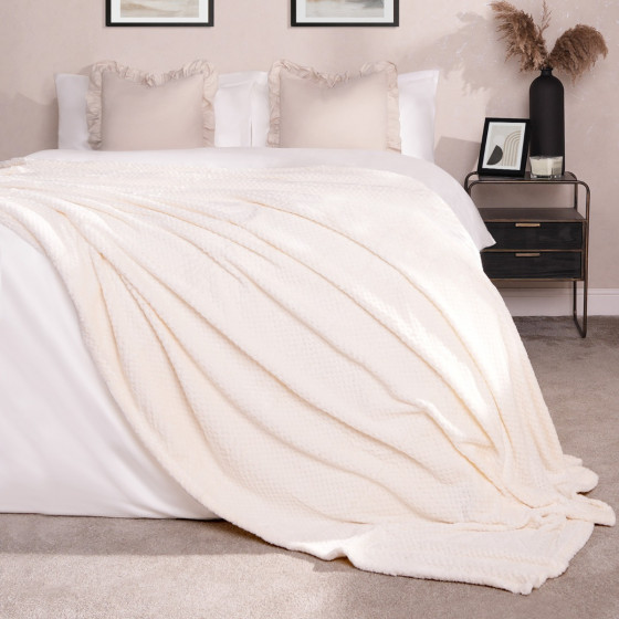 Luxury Waffle King Size Throw -Cream