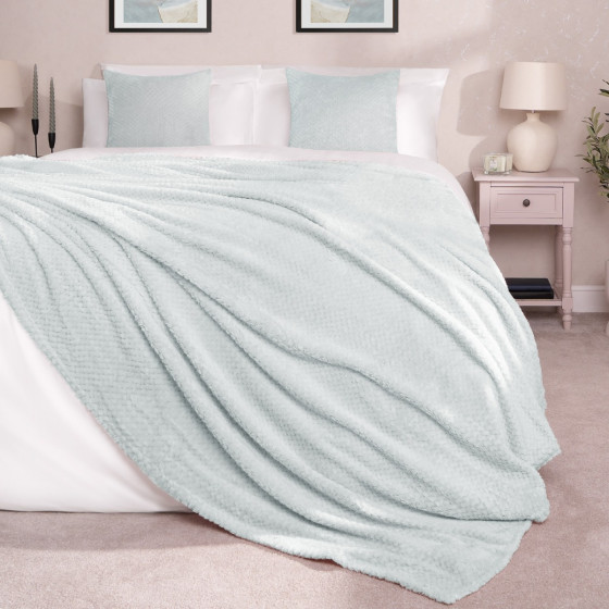 Dreamscene Waffle Mink Throw - Duck Egg