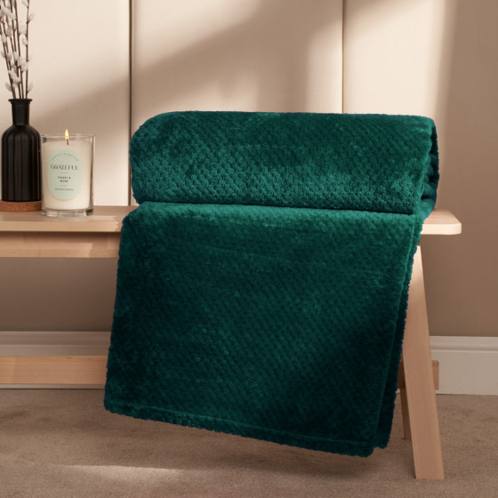 Dreamscene Waffle Mink Throw, Teal - 150 x 200cm