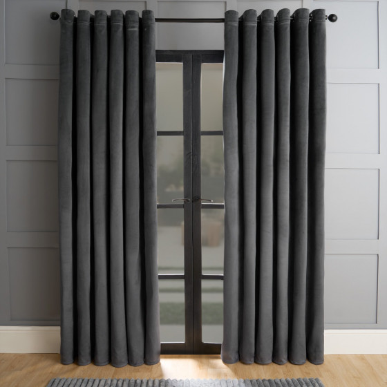 OHS Thermal Velvet Curtains, Charcoal - 66 x 90"