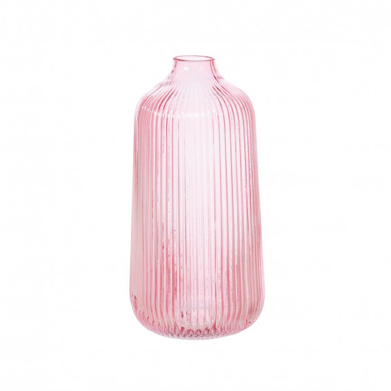 Sass & Belle Fluted Glass Vase, Pink - Tall