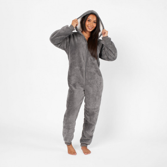 Ohs Adults Sherpa Fleece Onesie Charcoal